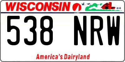 WI license plate 538NRW