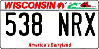 WI license plate 538NRX