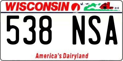 WI license plate 538NSA