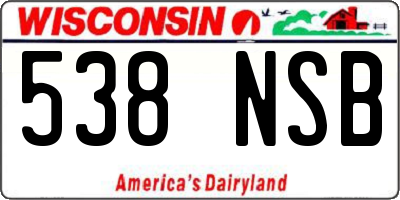 WI license plate 538NSB