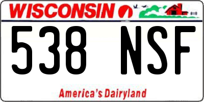 WI license plate 538NSF