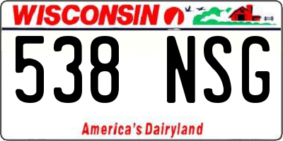 WI license plate 538NSG