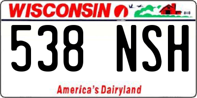 WI license plate 538NSH