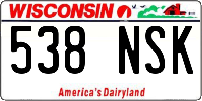 WI license plate 538NSK