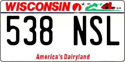 WI license plate 538NSL