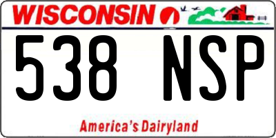 WI license plate 538NSP