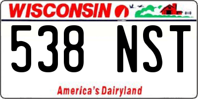 WI license plate 538NST