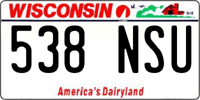 WI license plate 538NSU