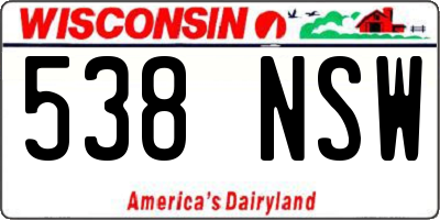 WI license plate 538NSW