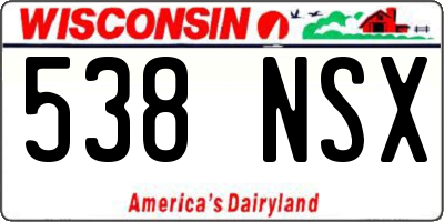 WI license plate 538NSX