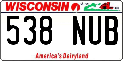 WI license plate 538NUB