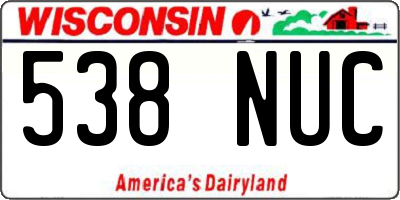 WI license plate 538NUC