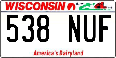 WI license plate 538NUF