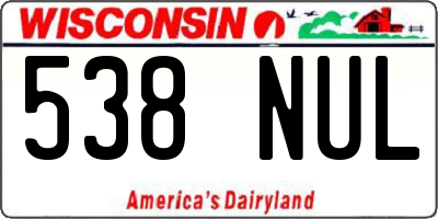 WI license plate 538NUL