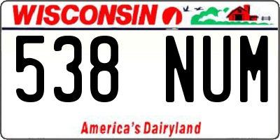WI license plate 538NUM