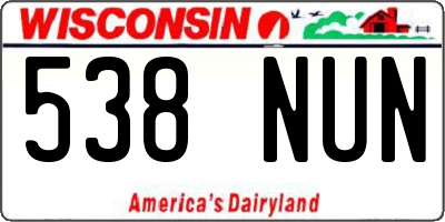 WI license plate 538NUN