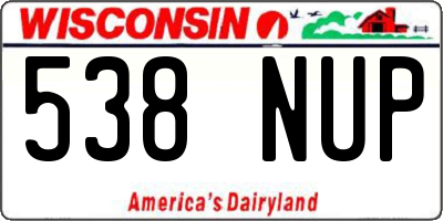 WI license plate 538NUP