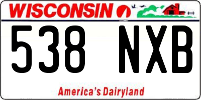 WI license plate 538NXB