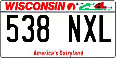 WI license plate 538NXL