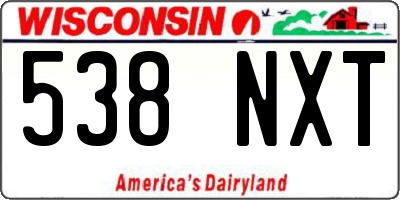 WI license plate 538NXT