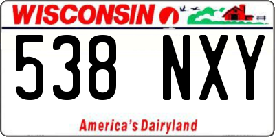 WI license plate 538NXY