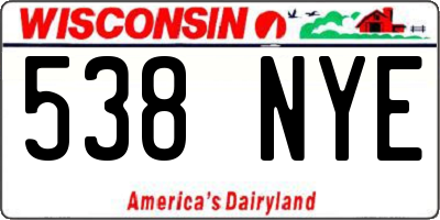 WI license plate 538NYE