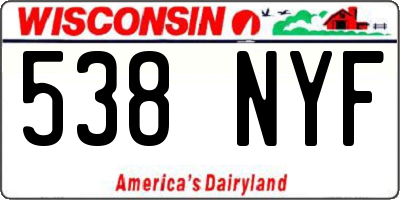 WI license plate 538NYF