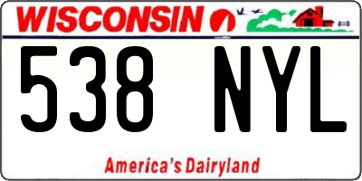 WI license plate 538NYL