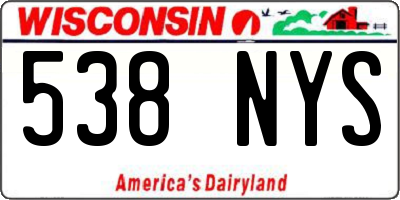 WI license plate 538NYS