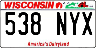 WI license plate 538NYX