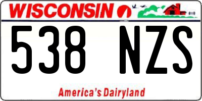 WI license plate 538NZS