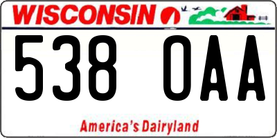 WI license plate 538OAA