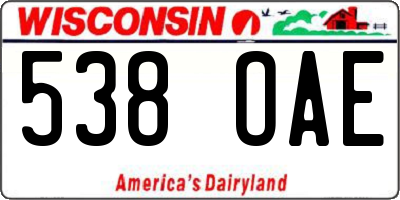 WI license plate 538OAE