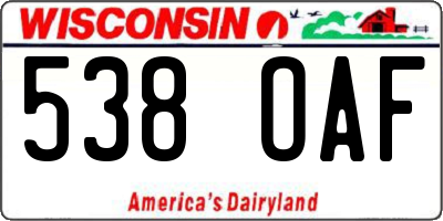WI license plate 538OAF