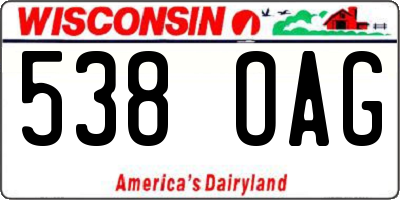 WI license plate 538OAG