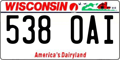 WI license plate 538OAI