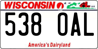 WI license plate 538OAL