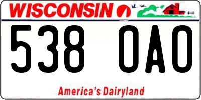 WI license plate 538OAO