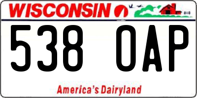 WI license plate 538OAP