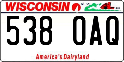 WI license plate 538OAQ