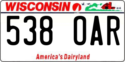 WI license plate 538OAR