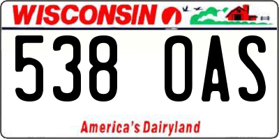 WI license plate 538OAS