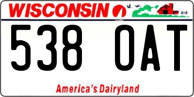 WI license plate 538OAT