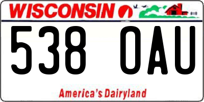 WI license plate 538OAU
