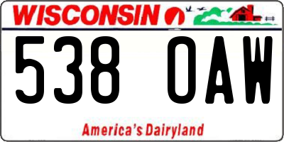 WI license plate 538OAW