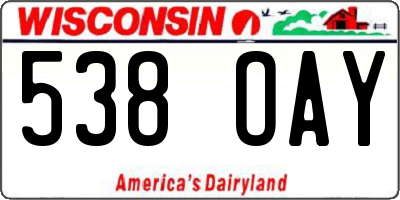 WI license plate 538OAY
