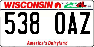 WI license plate 538OAZ