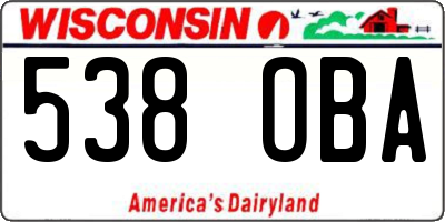 WI license plate 538OBA