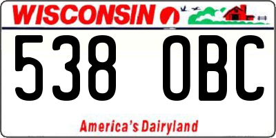 WI license plate 538OBC