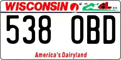 WI license plate 538OBD